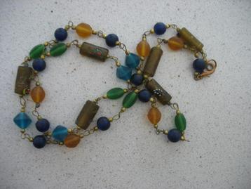 Ketting Murano Glaskralen Goudklr Schakels + Slotje Vintage beschikbaar voor biedingen