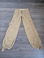 Bershka Y2K vintage wijde low waist cargo broek hippie XXS, Ophalen, Beige, Bershka, Maat 34 (XS) of kleiner