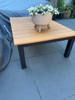 Mooie bijzettafel kunstof/hout met ijzer, Tuin en Terras, Tuintafels, Ophalen, Zo goed als nieuw, Rond, Hout