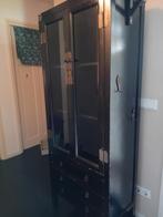 zwarte kast met glazen deuren, Gebruikt, Glas, 50 tot 100 cm, 150 tot 200 cm