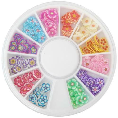 FIMO nail art bloemen in carrousel, +/- 150 stuks., Sieraden, Tassen en Uiterlijk, Uiterlijk | Cosmetica en Make-up, Ophalen of Verzenden