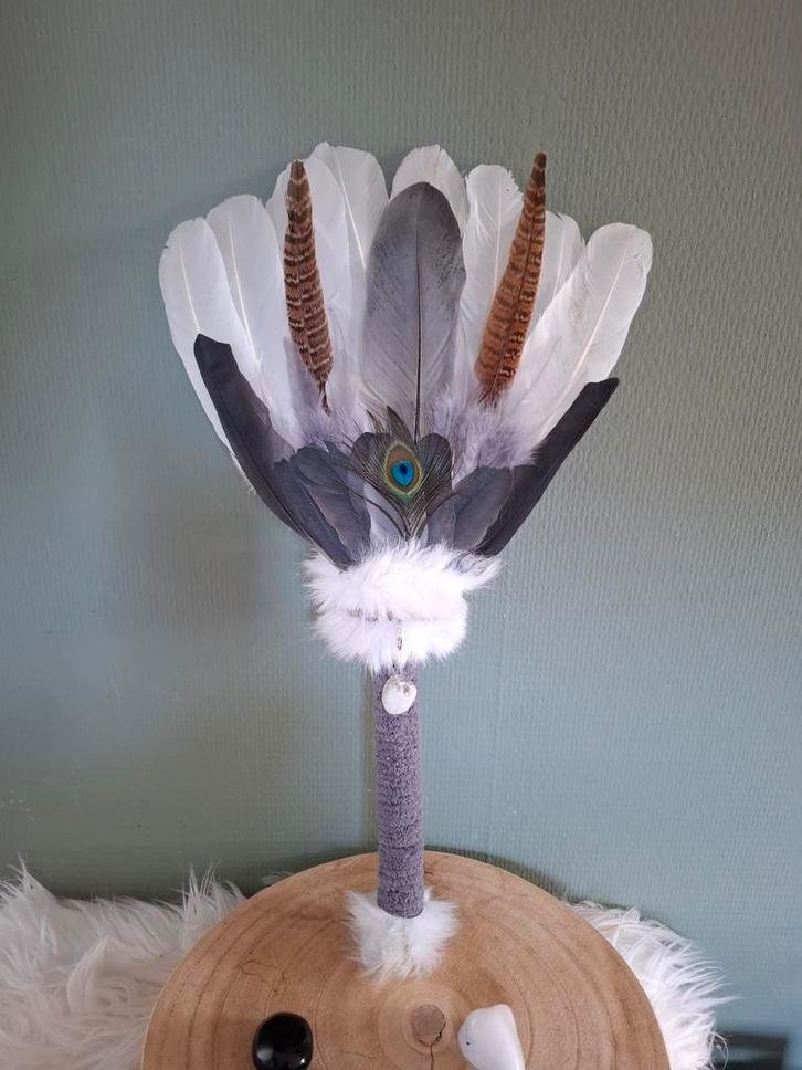Smudge veren waaier, sjamaan stok reiger, Sieraden, Tassen en Uiterlijk, Bedels, Zo goed als nieuw, Overige merken, Zilver, Ophalen of Verzenden