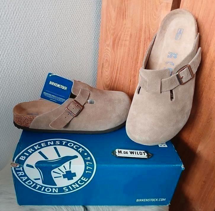 Nieuw: Birkenstock Boston 39 soft - pantoffels bruin beige, Kleding | Dames, Schoenen, Nieuw, Pantoffels of Sloffen, Beige, Ophalen of Verzenden