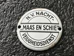 Emaille NV. nacht-veiligheidsdienst Maas en Schie deurpostje, Reclamebord, Gebruikt, Ophalen of Verzenden