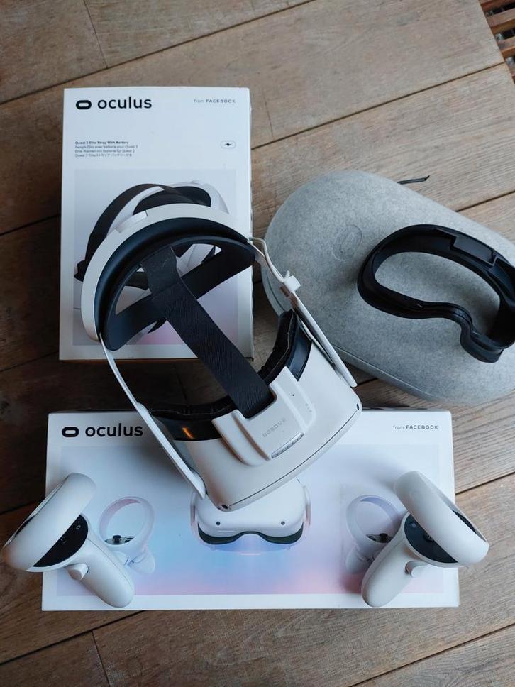 Oculus (Meta) Quest 2 VR bril 128gb incl. diverse toebehoren, Spelcomputers en Games, Virtual Reality, Zo goed als nieuw, Overige platformen