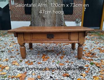 Antieke salontafel, afm. 120cm x 73cm en 47cm hoog. beschikbaar voor biedingen