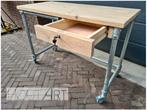 Bureau steigerhout en steigerbuis met lade en slot, Huis en Inrichting, Bureaus, Info@hout-art.nl, Nieuw, Ophalen of Verzenden