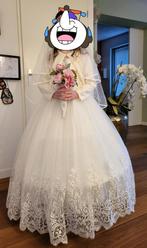 Carnaval Bruidsjurk Maat 11-13 jaar met Sluier, Kinderen en Baby's, Ophalen of Verzenden, Zo goed als nieuw, 146 t/m 152, Meisje