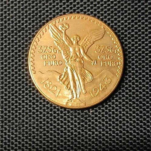 Goud Mexico 1821-1943 pesos verguld naslag, Postzegels en Munten, Munten | Amerika, Losse munt, Noord-Amerika, Goud, Verzenden