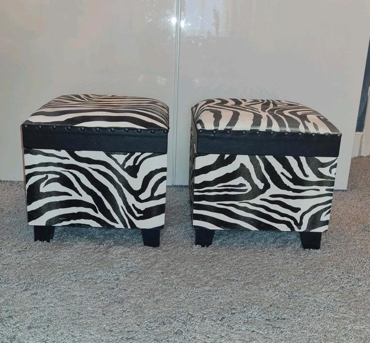 Twee zebra poefjes met opbergruimte

34 x 34 x 34 cm, Huis en Inrichting, Banken | Voetenbanken en Poefen, Gebruikt, Minder dan 50 cm