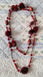 Halsketting met hout en pompons, Ophalen of Verzenden, Zo goed als nieuw, Bruin, Overige materialen