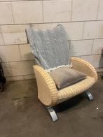 Rotan Fauteuil met Kussen & Deken, Huis en Inrichting, Ophalen, Gebruikt, Minder dan 75 cm, Riet of Rotan