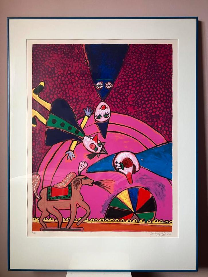 Corneille Cirque '90 - Genummerd & Ingelijst, Antiek en Kunst, Kunst | Litho's en Zeefdrukken, Ophalen