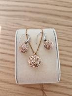 Fossil rosé ketting met oorbellen, Staal, Oor- of Traguspiercing, Ophalen of Verzenden, Zo goed als nieuw