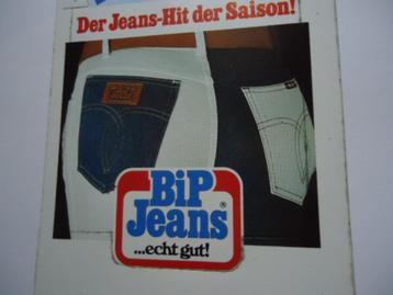 sticker oud BIP JEANS mode merk retro blue & White beschikbaar voor biedingen
