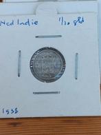 Ned Indie 1/10 gulden 1938 zilver, Ophalen of Verzenden, Overige landen, Zilver