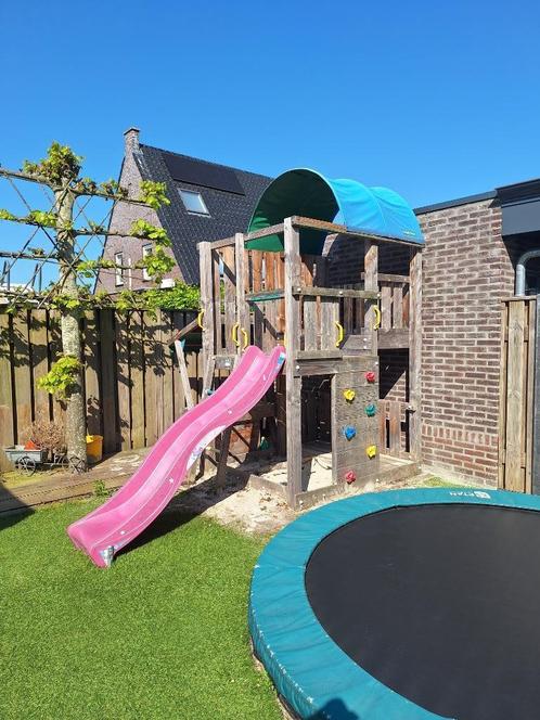 Speeltoestel jungle gym, Kinderen en Baby's, Speelgoed | Buiten | Speeltoestellen, Gebruikt, Glijbaan, Klimwand, Zandbak, Aanbouwonderdeel