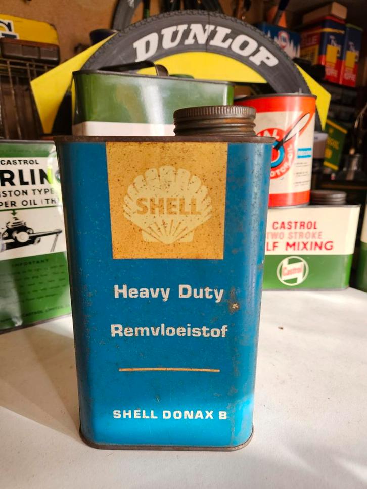 Vintage Shell Olieblik Remvloeistof - Garageblik, Verzamelen, Blikken, Gebruikt, Overige, Ophalen of Verzenden