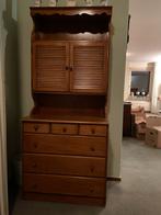 Houten Dressoir met Opzetkast, Ophalen, Gebruikt, 100 tot 150 cm, Met lade(s)