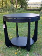 Oud brocante tafel bijzettafel zwart, Huis en Inrichting, 60 cm of meer, 55 tot 75 cm, Rond, Gebruikt