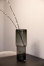 Zwarte smoke vaas, Zwart, Ophalen of Verzenden, Minder dan 50 cm, Glas