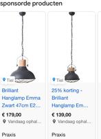 2x Industriële lampen zwart met houten blok, Gebruikt, Ophalen of Verzenden, Minder dan 50 cm, Industrieel