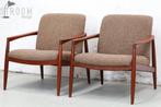 Teak Carl Straub Goldfeder Fauteuils Vintage Design Jaren, Ophalen, Gebruikt, Metaal, Retro Wegner Vodder Wanscher Danish Moller Kai Kristiansen