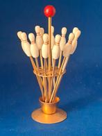 Vintage 70s cocktailvorkjes bowling, Ophalen of Verzenden, Zo goed als nieuw, Overige materialen, Bestekset