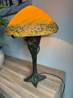 Glaskunst Schemerlamp met Bewerkt Voetstuk, Antiek en Kunst, Antiek | Lampen, Ophalen of Verzenden