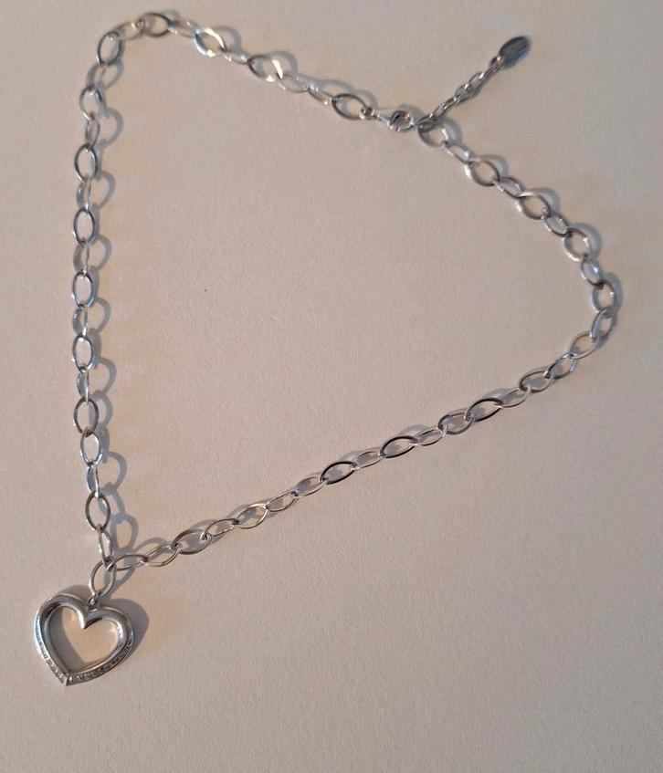 Zilver hart ketting Esprit collier hanger jasseron sieraad, Sieraden, Tassen en Uiterlijk, Kettingen, Zo goed als nieuw, Zilver