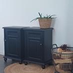2 zwarte vintage nachtkastjes, Huis en Inrichting, Ophalen, Minder dan 45 cm, Minder dan 55 cm