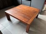 Notenhouten salontafel en bijzettafel, Huis en Inrichting, Tafels | Salontafels, Ophalen, Gebruikt, Vierkant, 50 tot 100 cm