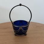 Vintage suikerpot/binbonniere Blauw glas, Antiek en Kunst, Ophalen of Verzenden