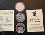 3 zilveren  WWF   munten 999, Ophalen of Verzenden, Overige landen, Overige waardes