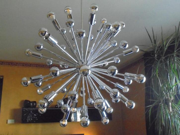 Iconic Gaetano Sciolari "Space Age" XL Sputnik - Boulanger., Huis en Inrichting, Lampen | Kroonluchters, Gebruikt, Glas, Kunststof