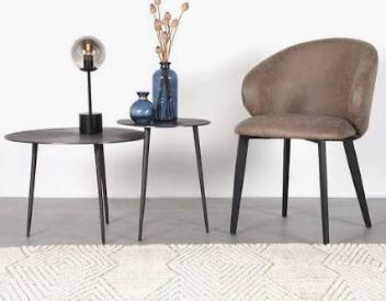 NIEUW: 2x Label51 Logan Eetkamerstoel - Taupe (Setje), Huis en Inrichting, Stoelen, Nieuw, Twee, Hout, Stof, Overige kleuren, Ophalen