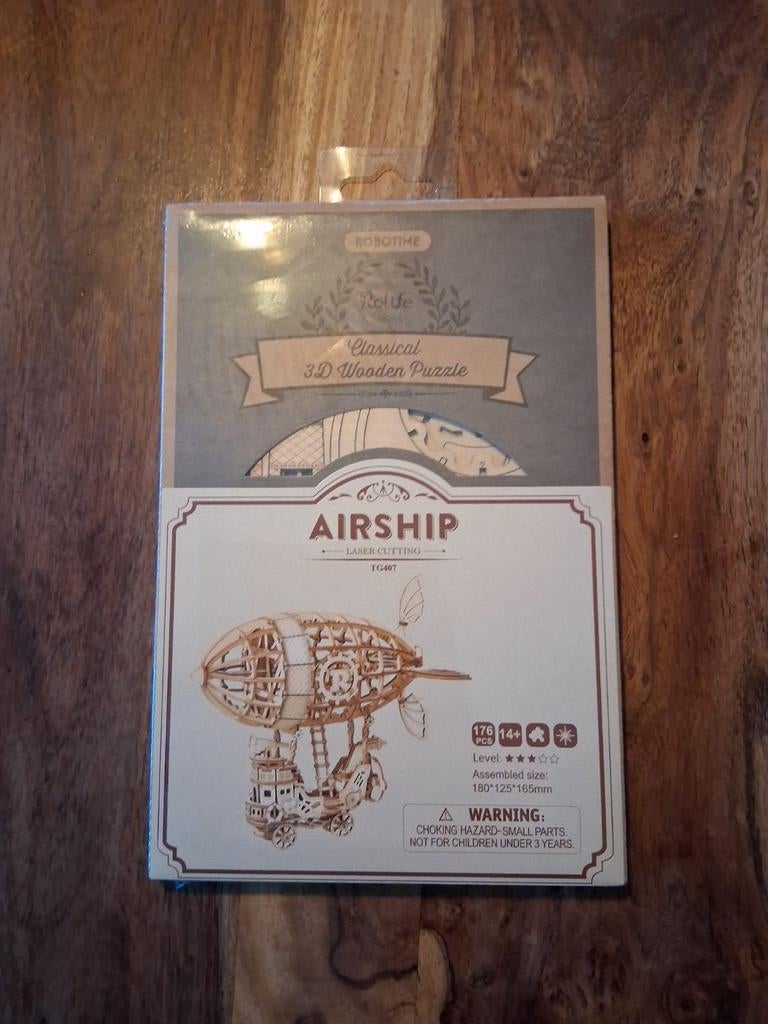 Robotime Rolife Airship TG407 - 3D Houten Puzzel, Hobby en Vrije tijd, Knutselen, Ophalen of Verzenden, Nieuw