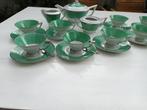 Art Deco Theeservies - Groen & Zilver, Antiek en Kunst, Antiek | Servies compleet, Ophalen