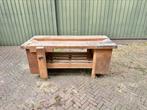 Oude werkbank ‘Nooitgedacht’ hout werktafel met bankschroef, Doe-het-zelf en Verbouw, Werkbanken, Ophalen, Gebruikt, 170 cm of meer