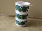 Arcopal Lotus France 3 blauw /groene soepkoppen. Retro., Huis en Inrichting, Keuken | Servies, Glas of Glazen, Ophalen of Verzenden