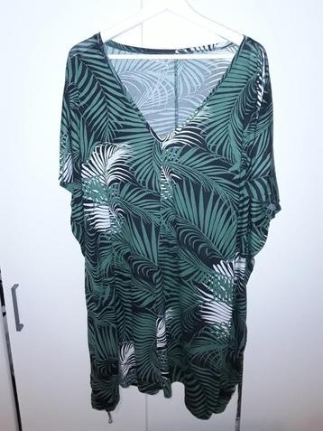 H&M+ Groen/Zwart/Wit Jurkje Met Bladprint maat 50 beschikbaar voor biedingen