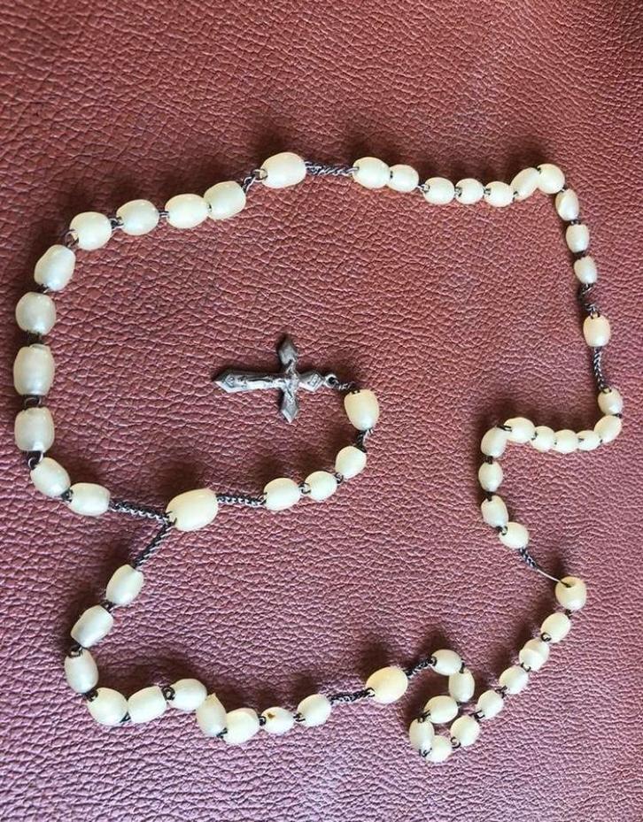 Parelmoer Rozenkrans met Kruis, Antiek en Kunst, Antiek | Religie, Ophalen of Verzenden