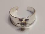 Teenring zilverkleurig - stras bloemetje (5007), Sieraden, Tassen en Uiterlijk, Ringen, Nieuw, Dame, Zilver, Met strass