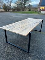 Mooie Wagonhouten grote eettafel, Ophalen, 100 tot 150 cm, Eikenhout, 200 cm of meer