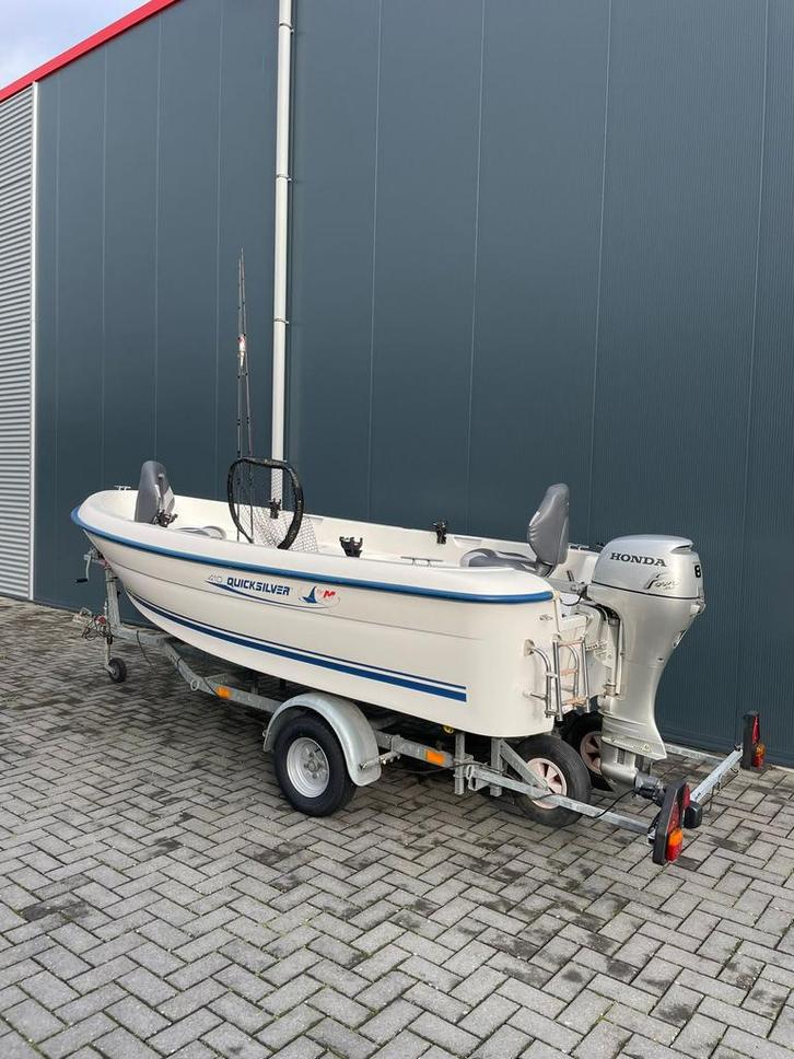 Prachtige Quicksilver 410 visboot met honda 8 pk 4 takt, Watersport en Boten, Vis- en Consoleboten, Zo goed als nieuw, Tot 10 pk