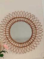 Spiegel Rotan Retro/Boho Zonnespiegel 75cm doorsnee, Minder dan 100 cm, 75 tot 100 cm, Rond, Zo goed als nieuw