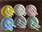6 x plastic IKEA bord en bestek vork lepel mes, Ophalen of Verzenden, Zo goed als nieuw, Kunststof