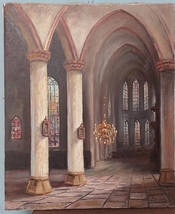 Schilderij binnenin een kerk beschikbaar voor biedingen