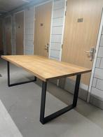 Moderne eiken houten tafel industrieel, 50 tot 100 cm, 150 tot 200 cm, Rechthoekig, Ophalen of Verzenden