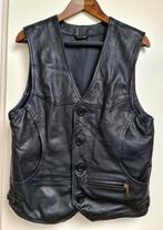 Vintage zwart leren motorrijders gilet / cut / vest maat M, Kleding | Heren, Ophalen, Gedragen, Maat 48/50 (M), Zwart